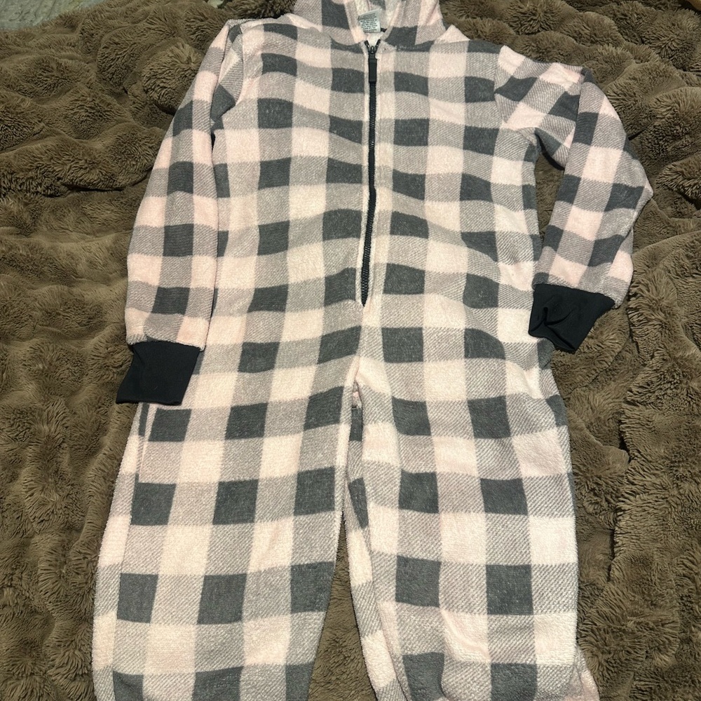 Plaid Zip-Up Hoodie onesie checkered PJs
